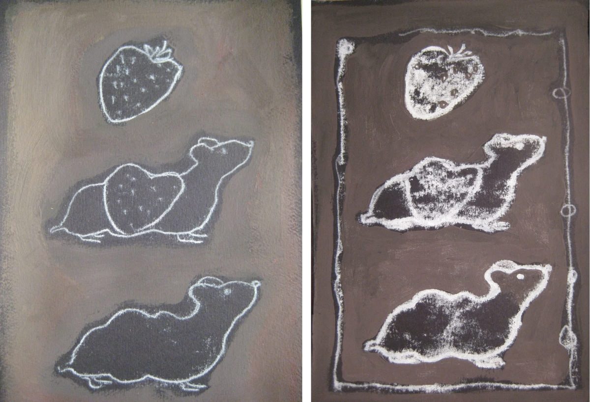 Variante monotipie hamster si capsuna