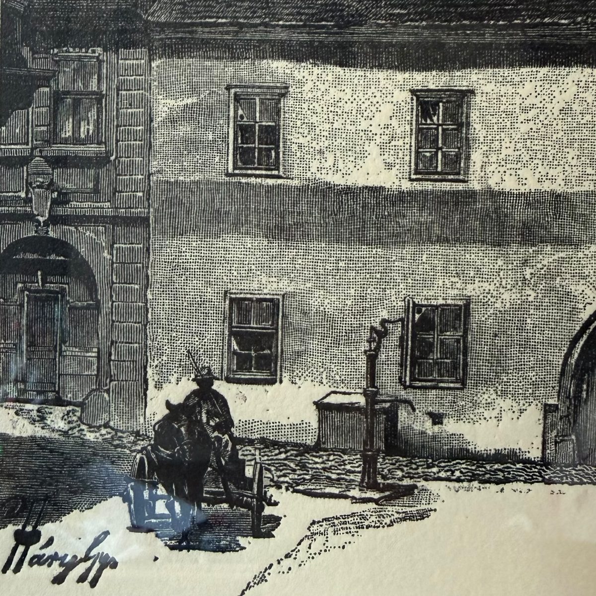Detaliu gravura in cupru, Casa Matia Cluj, cadou de arta de la Cabinetul de curiozitati